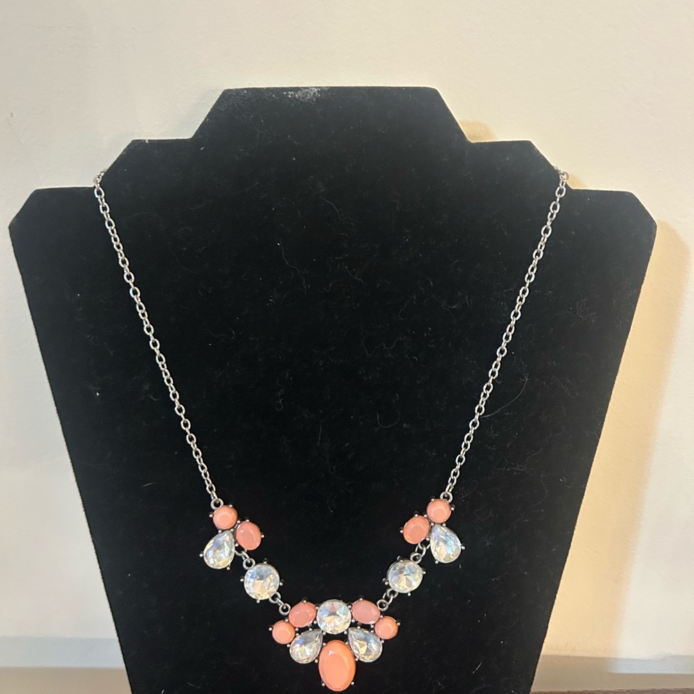 Elegant Silver and Pink Gemstone Necklace